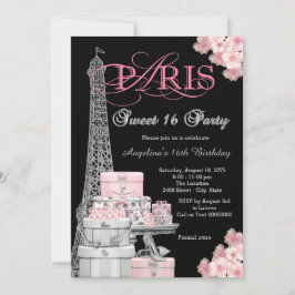 Convites Festa Pink Paris Sweet 16