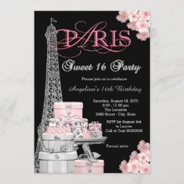 Convites Festa Pink Paris Sweet 16