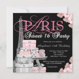Convites Festa Pink Paris Sweet 16