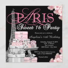Convites Festa Pink Paris Sweet 16