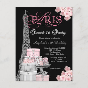 Convites Festa Pink Paris Sweet 16