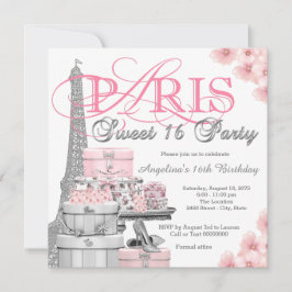 Convites Festa Pink Paris Sweet 16