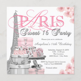 Convites Festa Pink Paris Sweet 16