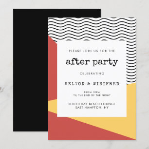 Convites Festa pós-fim de noite no estilo pop art Memphis d
