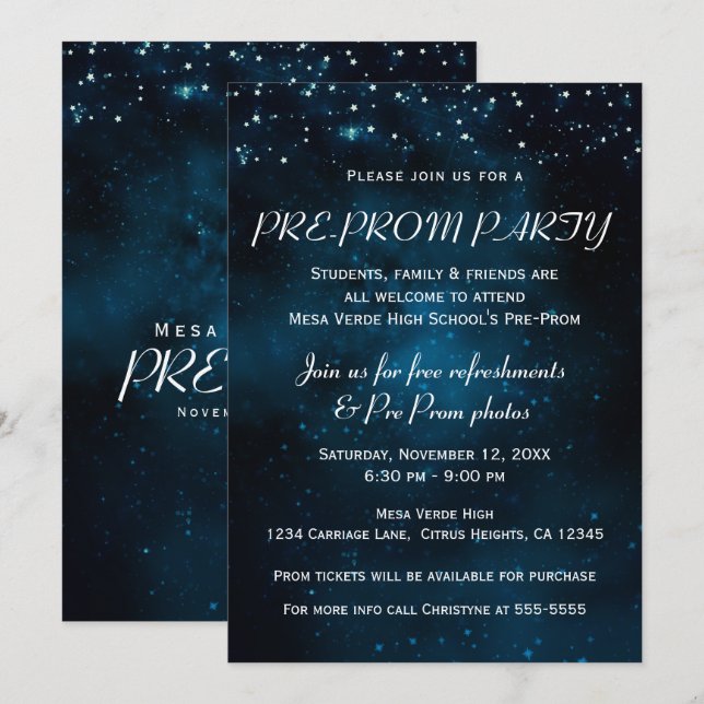 Convites Festa Pré Baile Encantado Céu Estrelado (Frente/Verso)