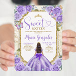 Convites Festa Princesa de Aniversário do 16.º Aniversário,<br><div class="desc">Quinceañera Purple Lavanda Dourada Convite Coroa Mis Quince 15 Anos,  16º Aniversário, </div>
