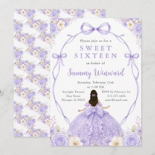 Convites Festa Princesa Floral Roxa Sweet Sixteen