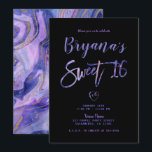 Convites Festa Purple Black Gold Marble Chic Glam Sweet 16<br><div class="desc">Personalize para qualquer evento</div>