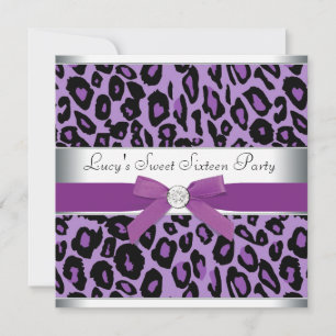 Convites Festa Purple Leopard Sweet 16