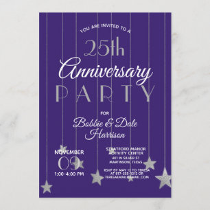 Convites Festa Purple Silver do Evento Customizado de Anive