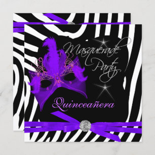 Convites Festa Quinceanera Mascarada Purple Zebra