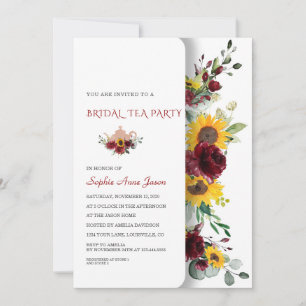 Convites Festa Real Burgundy Sunflower Bridal Tea