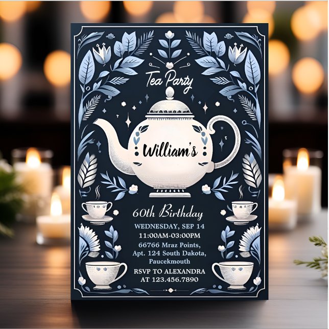 Convites Festa Real Chic Adulto Fada Fada de Tea 60º Aniver (Criador carregado)