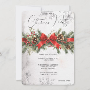 Convites Festa Red Ribbon Pinecone PIne Árvore Holly Berry