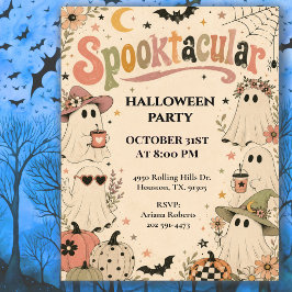 Convites Festa Retro Boho Spooktacular de Halloween