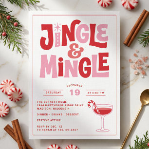 Convites Festa Retro de Natal Jingle e Mingle
