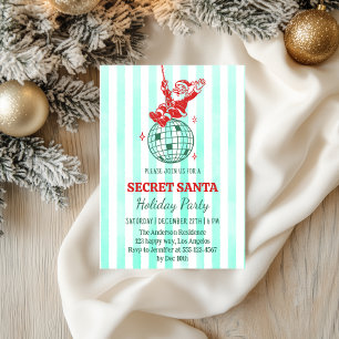 Convites Festa Retro do Papai Noel Secreto de Natal        