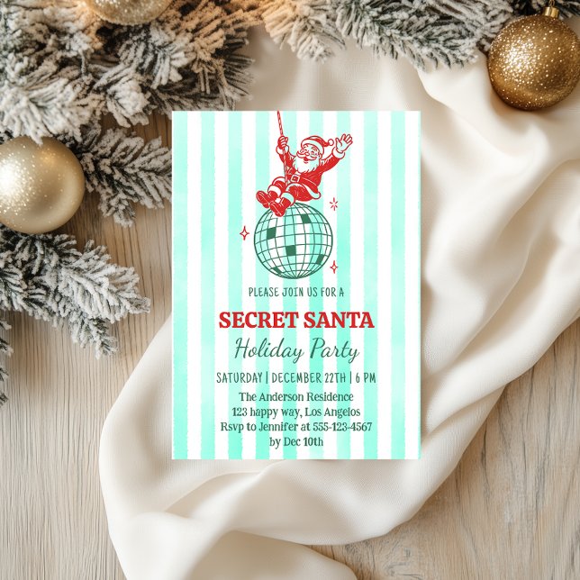 Convites Festa Retro do Papai Noel Secreto de Natal         (Criador carregado)