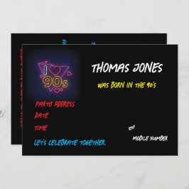 Convites Festa Retro Personalizada com Tema dos Anos 90