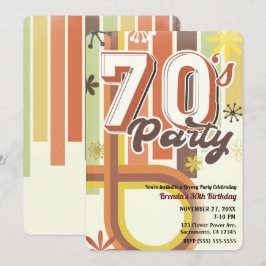 Convites Festa Retro Vintage Groovy dos Anos 70 1970