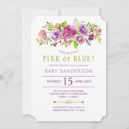 Convites Festa reveladora de sexo verde-púrpura para bebês