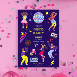 Convites Festa Roller Disco Groovy Roxo Retro Milenar