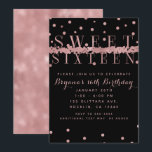 Convites Festa Rosa Dourado Rosa e Preto Moderno Glam 16 An<br><div class="desc">Customize para qualquer evento.</div>