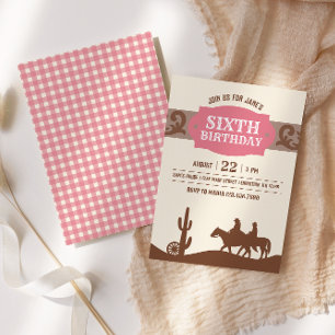 Convites Festa Rosa e Castanho de Aniversário Ocidental