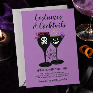 Convites Festa Roxa de Halloween 'Fantasias e Coquetéis'