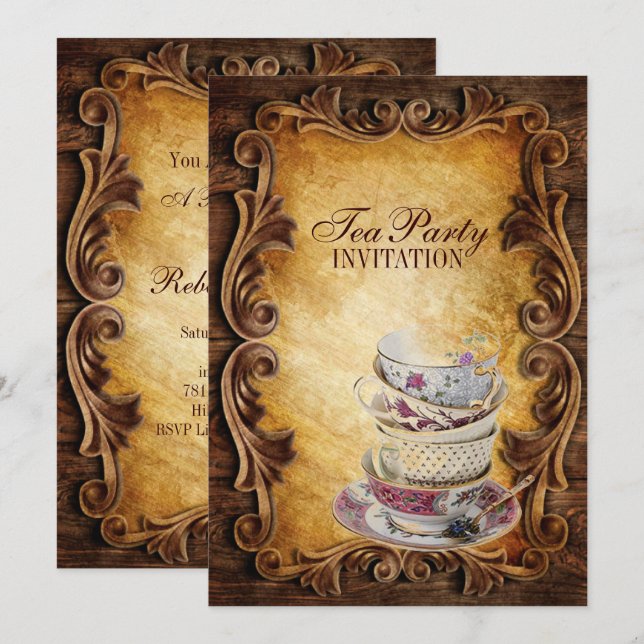 Convites festa russa do chá de chá de panela de cupcake (Frente/Verso)