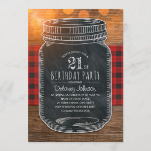Convites Festa Rustic Mason Jar aniversário de 21 anos do Q
