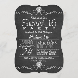 Convites Festa Rustic Sweet 16 Rustic de Quadro Branco e Pr