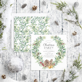Convites Festa Rustic Winter Fir Cone Wreath Holiday