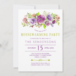 Convites Festa rústica verde-roxa do boho floral