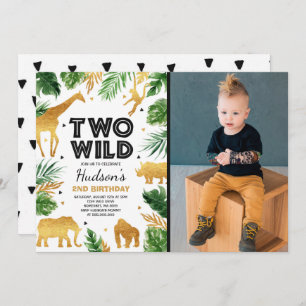 Convites Festa Safari de Dois Animais do segundo aniversári