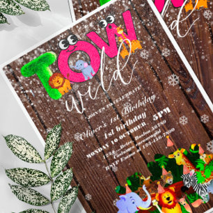 Convites Festa Safari de Dois segundos aniversários Selvage