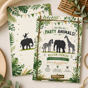 Convites Festa Safari na Selva Animais 2º Aniversário