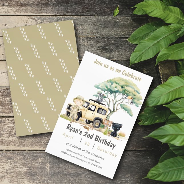 Convites Festa Selva Safari Selvagem de Bois (Safari Jungle Theme Kids Birthday Invitation)
