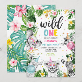 Convites Festa Selvagem Selvagem Selvagem de Safari, um Ani