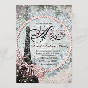 Convites Festa Shabby Chic Paris Sweet 16
