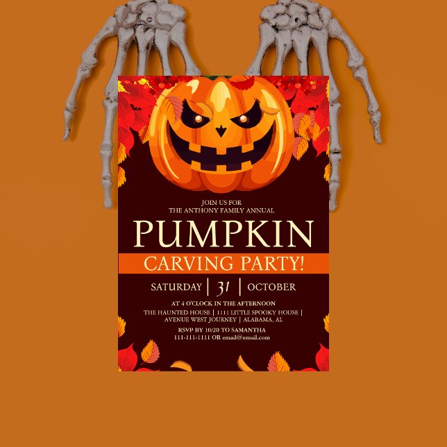 Convites Festa Simples de Abóbora de Abóbora do Dia das Bru (Criador carregado)