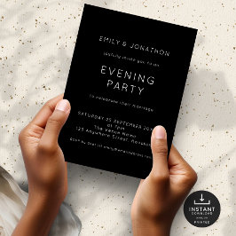 Convites Festa Simples de Casamento Negro Noite