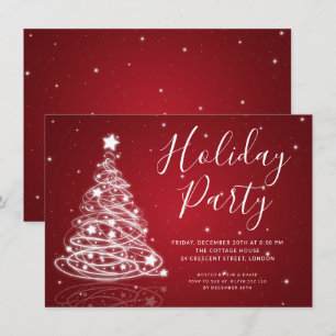 Convites Festa Simples de Férias Vermelhas da Árvore de N