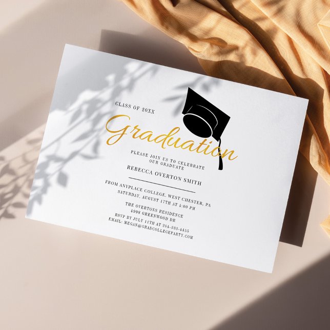 Convites Festa Simples de Graduação com Toques Minimalistas (Criador carregado)