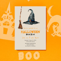 Festa simples de vassoura e bruxa do Halloween mod