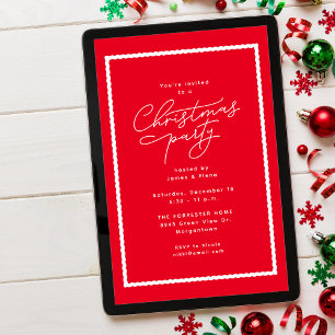 Convites Festa simples e clássica de Natal vermelha e branc