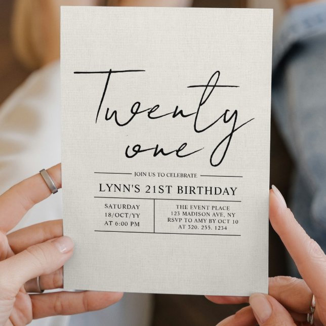 Convites Festa simples e elegante de aniversário de 21 anos (Criador carregado)
