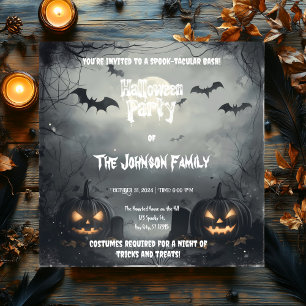 Convites Festa Sinistra de Halloween com Jack-o'-Lanterns e
