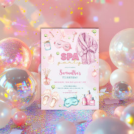 Convites Festa Spa Aniversário, Sleepover, Festa Sumber