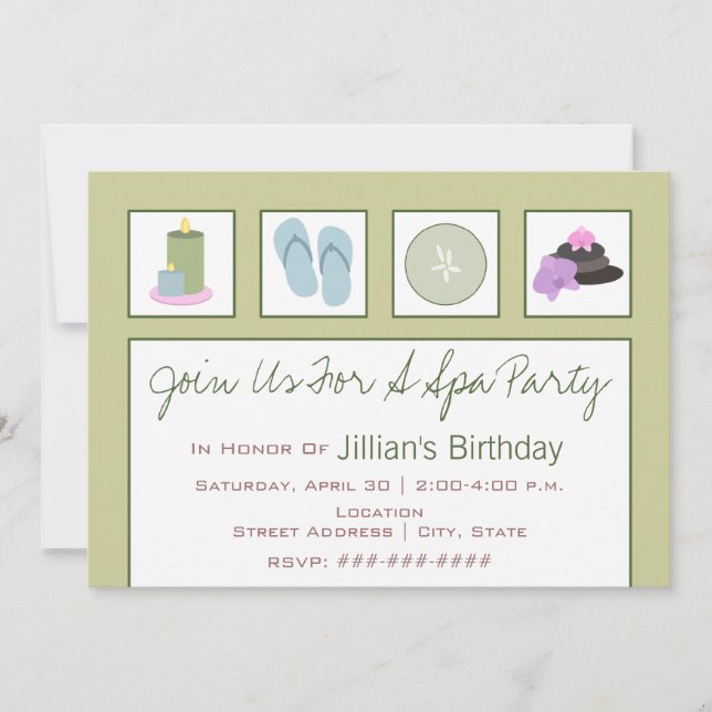 Convites Festa Spa - Chinelos De Velas Orquídeas De Pepino (Frente)